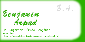 benjamin arpad business card